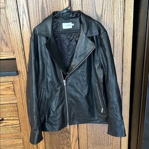 Bill Tornade Paris Black Leather Moto Biker Fur Collar Jacket‎ Coat Men’s XXL